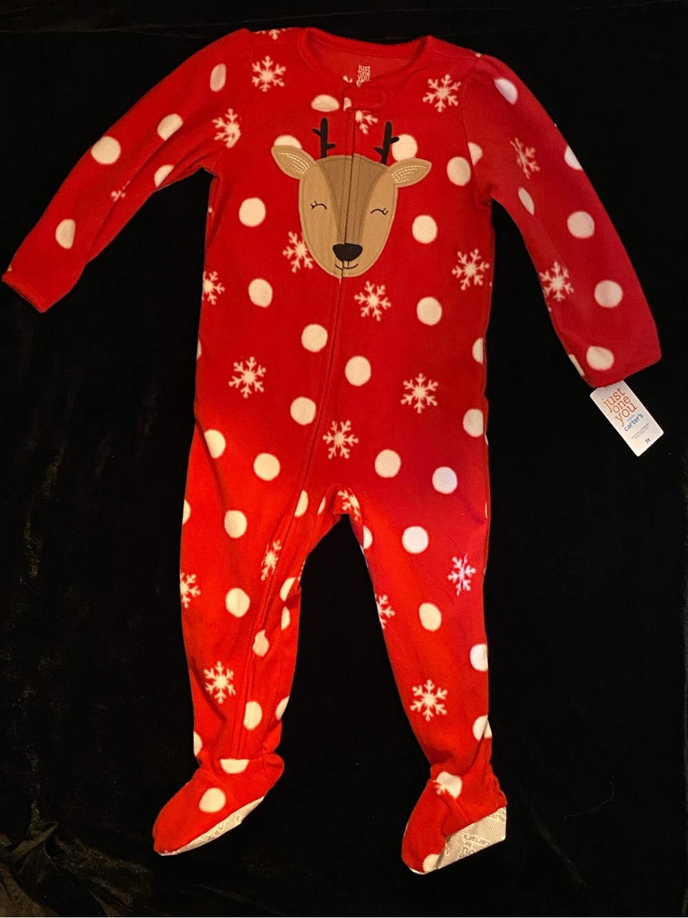 Just One You by Carter's Red 3T Holiday Fleece Snap Pajamas